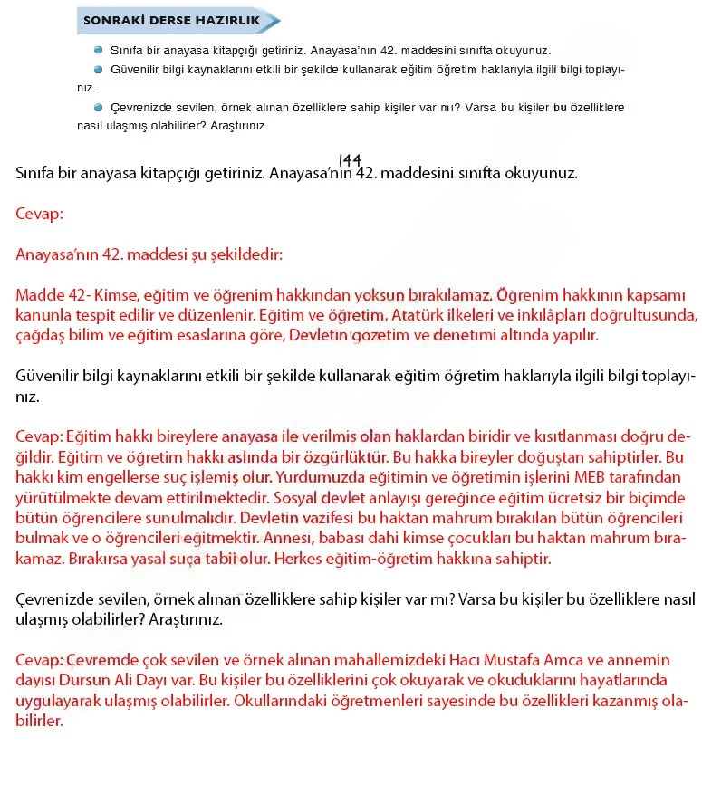 7. Sınıf Türkçe Ders Kitabı Cevapları Dörtel Yayınları Sayfa 144 Çözüm Görseli