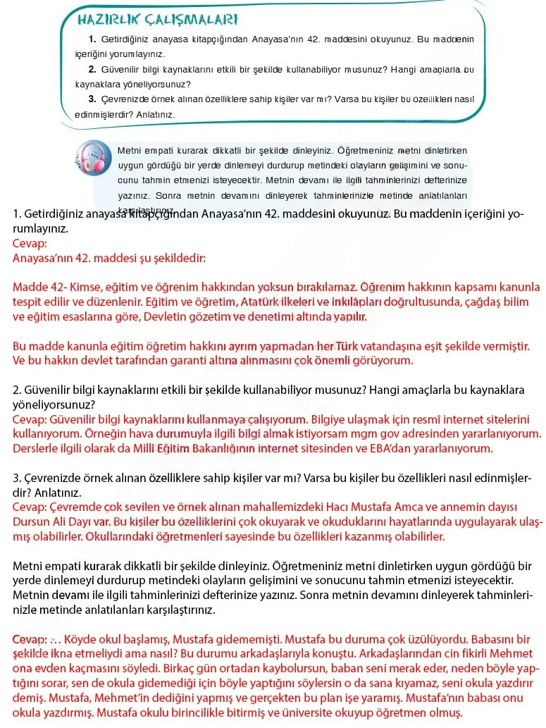 7. Sınıf Türkçe Ders Kitabı Cevapları Dörtel Yayınları Sayfa 145 Çözüm Görseli