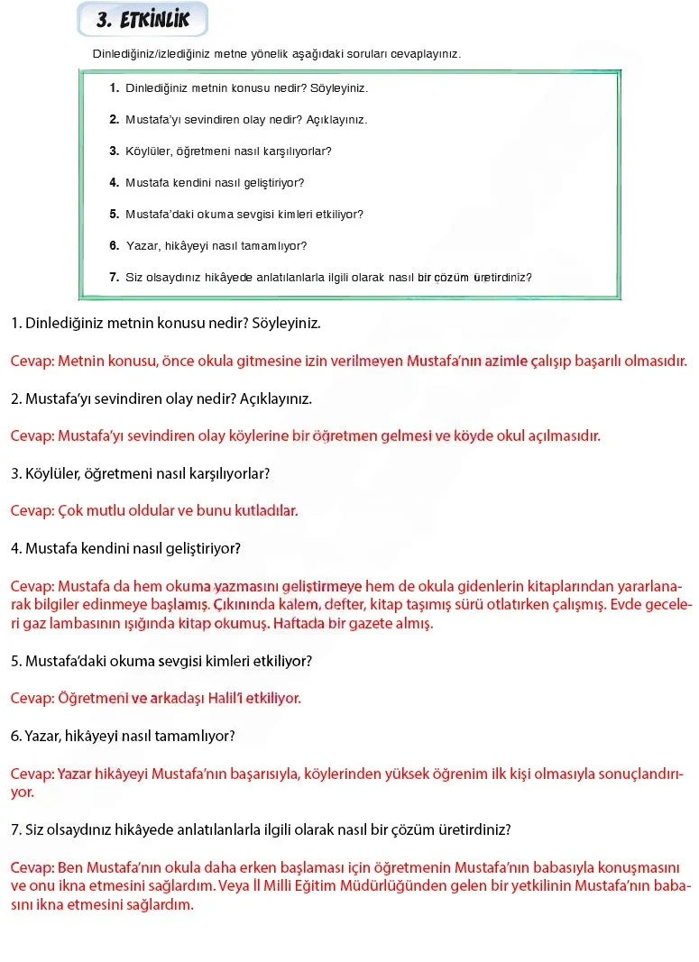 7. Sınıf Türkçe Ders Kitabı Cevapları Dörtel Yayınları Sayfa 147 Çözüm Görseli