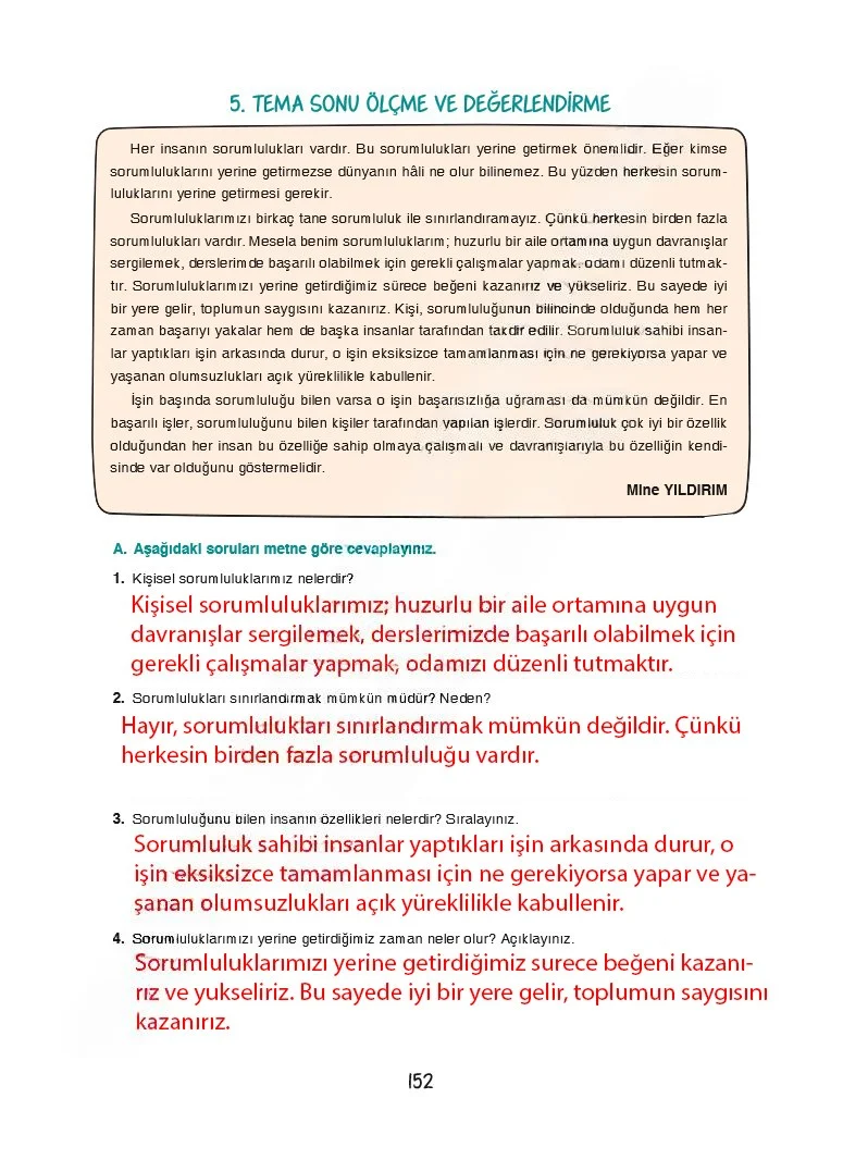 7. Sınıf Türkçe Ders Kitabı Cevapları Dörtel Yayınları Sayfa 152 Çözüm Görseli
