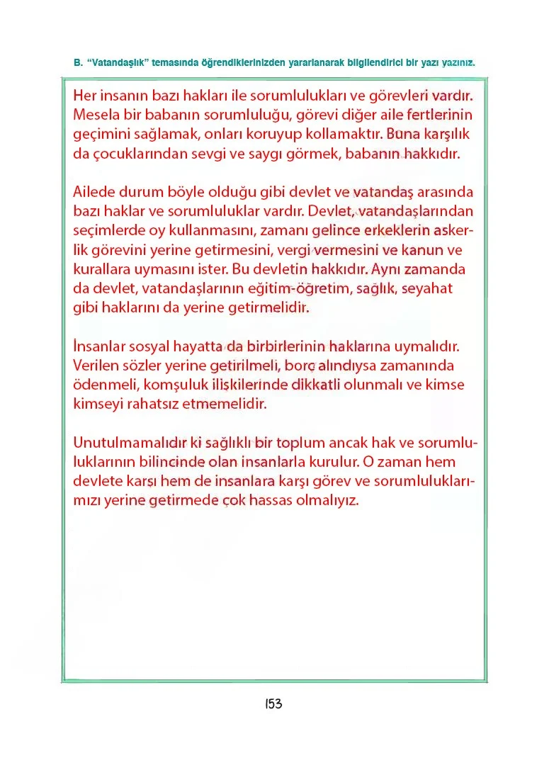 7. Sınıf Türkçe Ders Kitabı Cevapları Dörtel Yayınları Sayfa 153 Çözüm Görseli