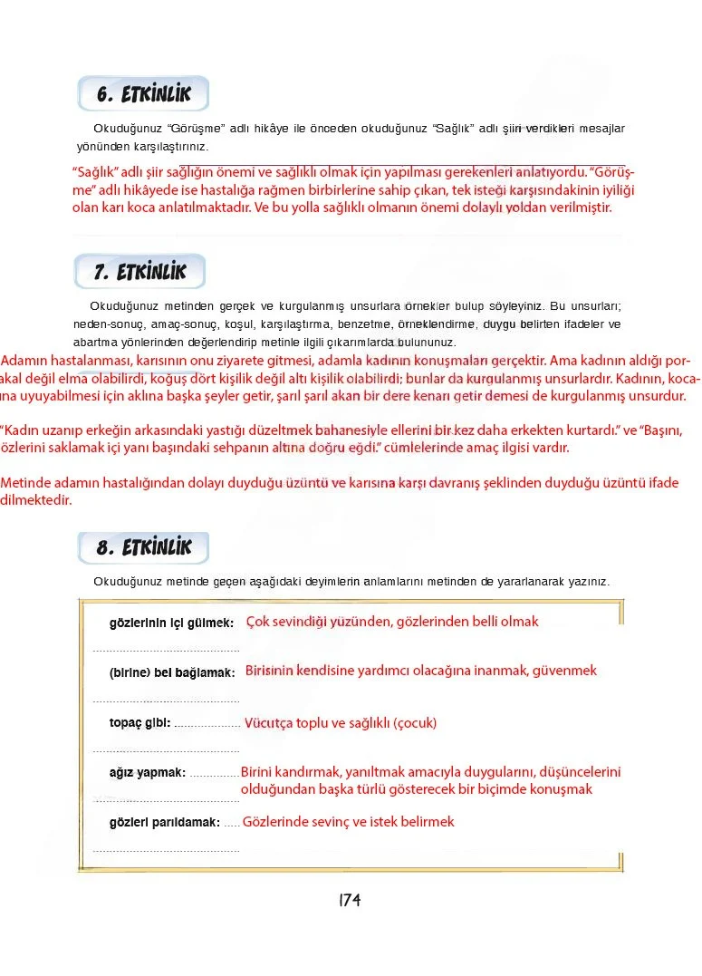 7. Sınıf Türkçe Ders Kitabı Cevapları Dörtel Yayınları Sayfa 174 Çözüm Görseli