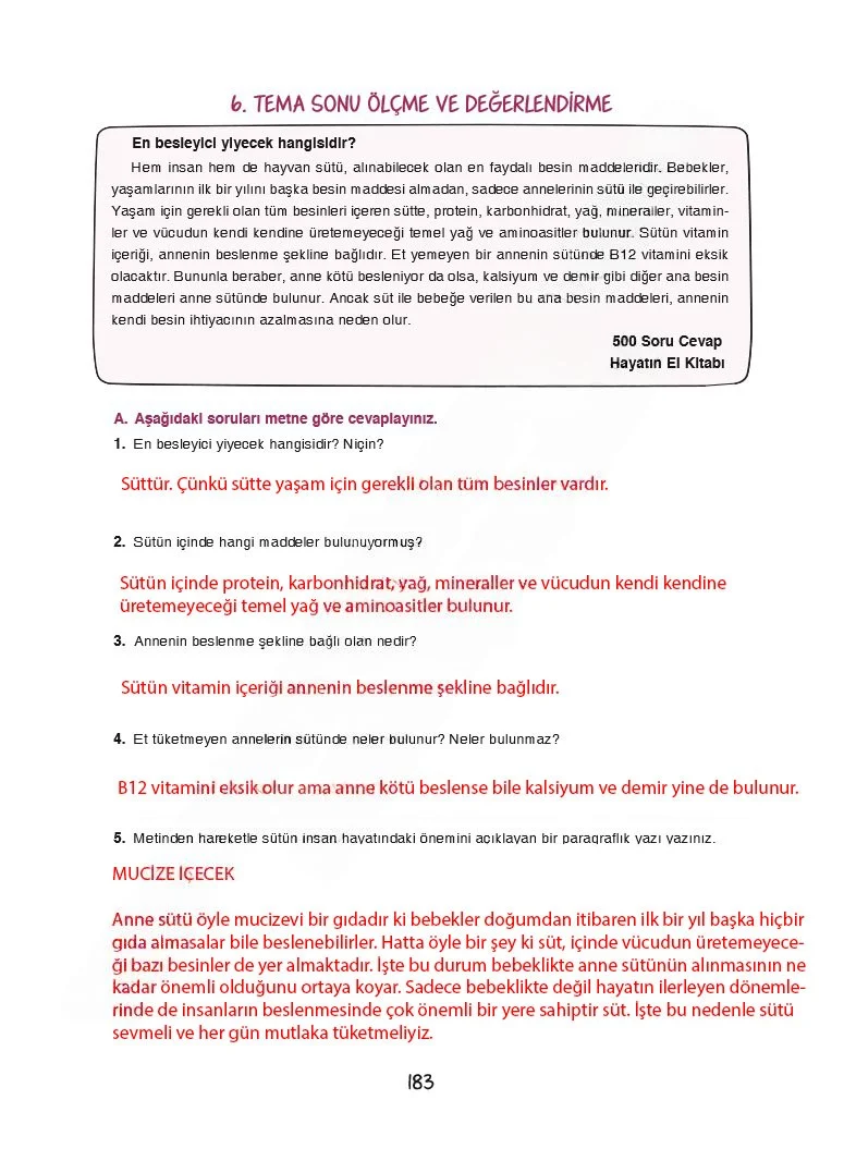 7. Sınıf Türkçe Ders Kitabı Cevapları Dörtel Yayınları Sayfa 183 Çözüm Görseli