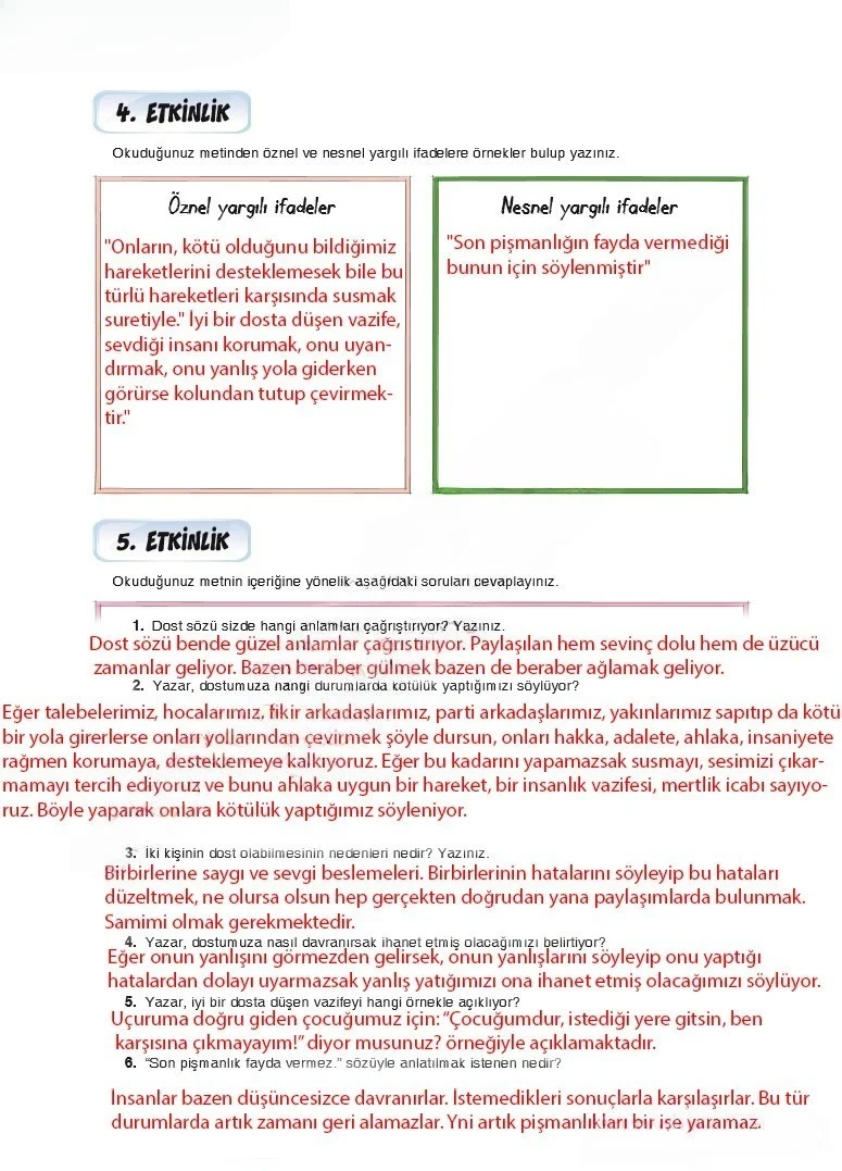 7. Sınıf Türkçe Ders Kitabı Cevapları Dörtel Yayınları Sayfa 20 Çözüm Görseli