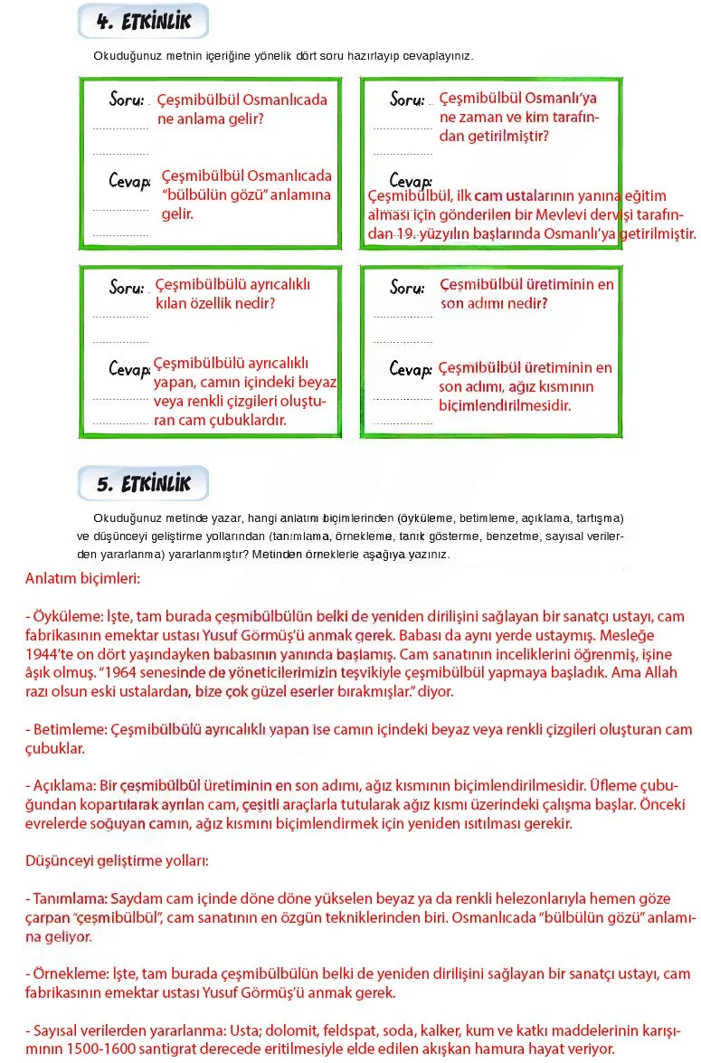 7. Sınıf Türkçe Ders Kitabı Cevapları Dörtel Yayınları Sayfa 206 Çözüm Görseli