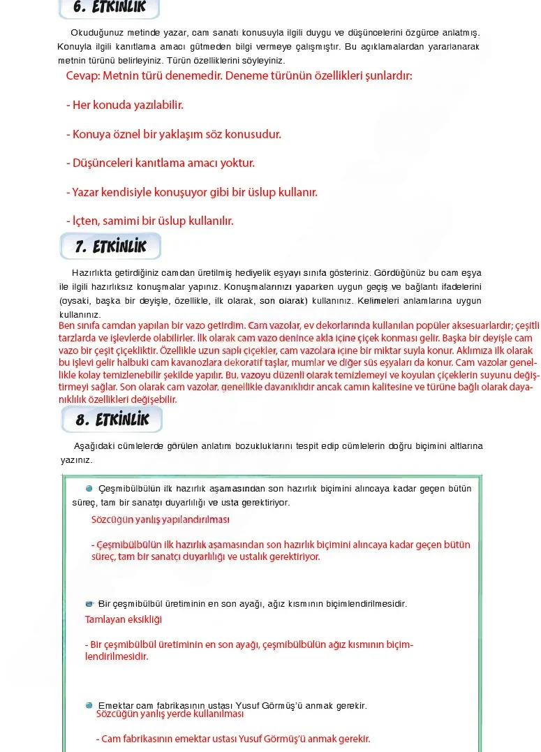 7. Sınıf Türkçe Ders Kitabı Cevapları Dörtel Yayınları Sayfa 207 Çözüm Görseli
