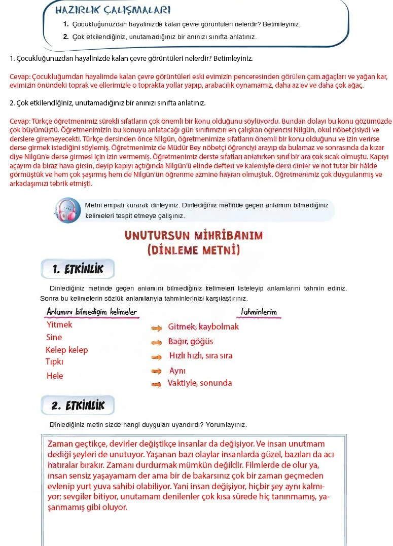 7. Sınıf Türkçe Ders Kitabı Cevapları Dörtel Yayınları Sayfa 210 Çözüm Görseli