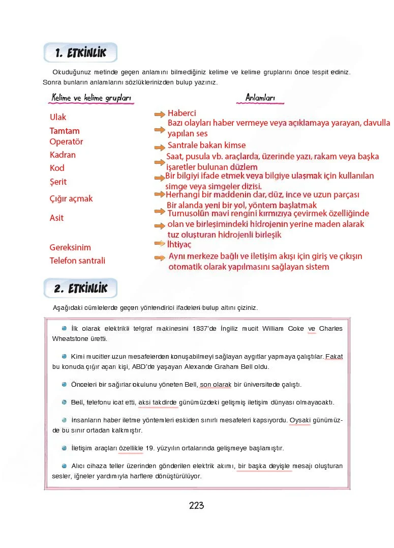 7. Sınıf Türkçe Ders Kitabı Cevapları Dörtel Yayınları Sayfa 223 Çözüm Görseli
