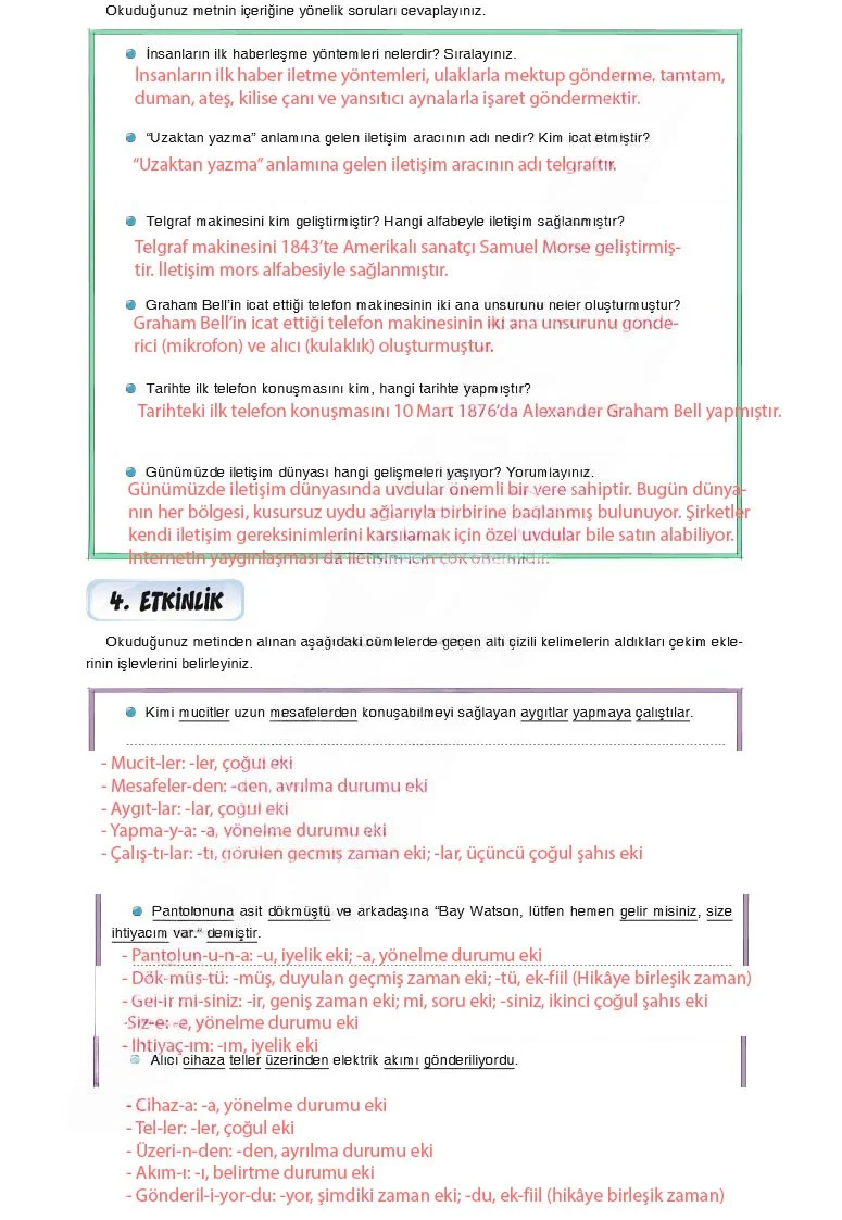 7. Sınıf Türkçe Ders Kitabı Cevapları Dörtel Yayınları Sayfa 224 Çözüm Görseli
