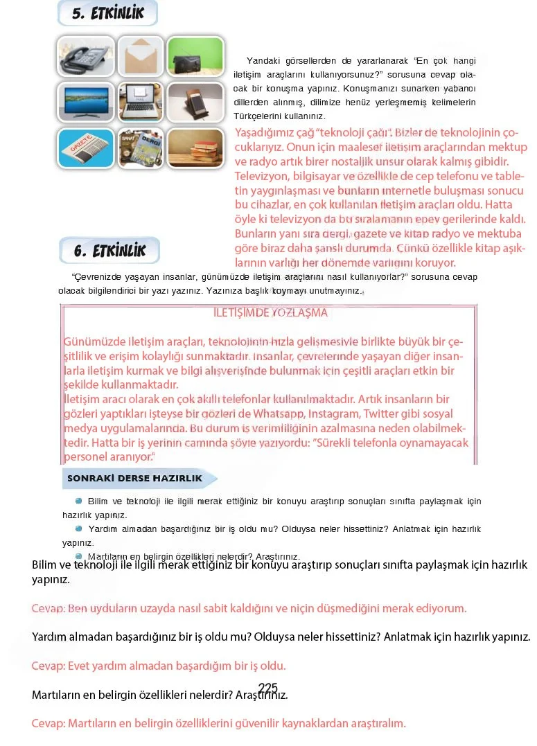 7. Sınıf Türkçe Ders Kitabı Cevapları Dörtel Yayınları Sayfa 225 Çözüm Görseli
