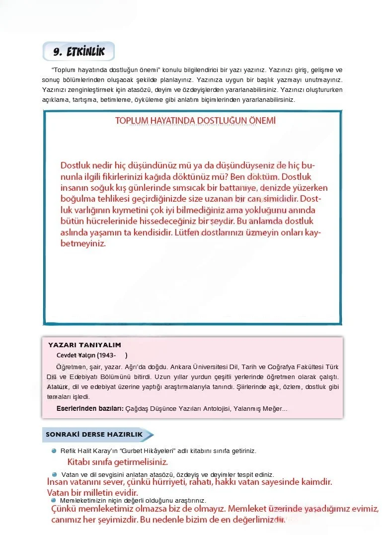 7. Sınıf Türkçe Ders Kitabı Cevapları Dörtel Yayınları Sayfa 23 Çözüm Görseli