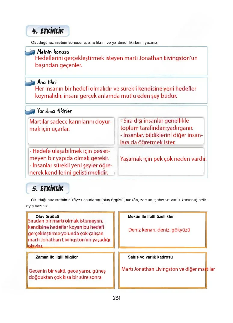 7. Sınıf Türkçe Ders Kitabı Cevapları Dörtel Yayınları Sayfa 231 Çözüm Görseli