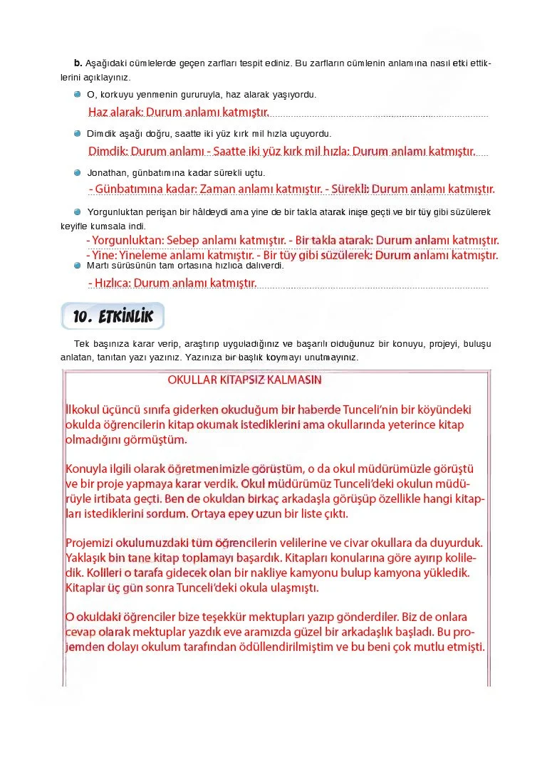 7. Sınıf Türkçe Ders Kitabı Cevapları Dörtel Yayınları Sayfa 234 Çözüm Görseli