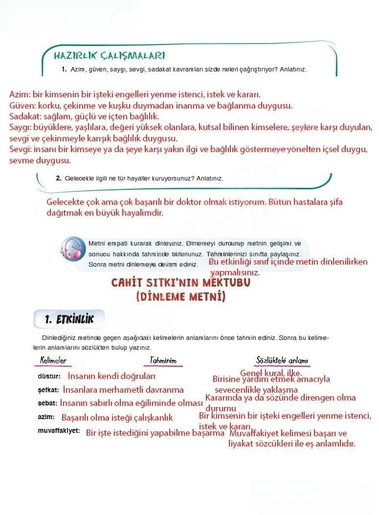 7. Sınıf Türkçe Ders Kitabı Cevapları Dörtel Yayınları Sayfa 34 Çözüm Görseli