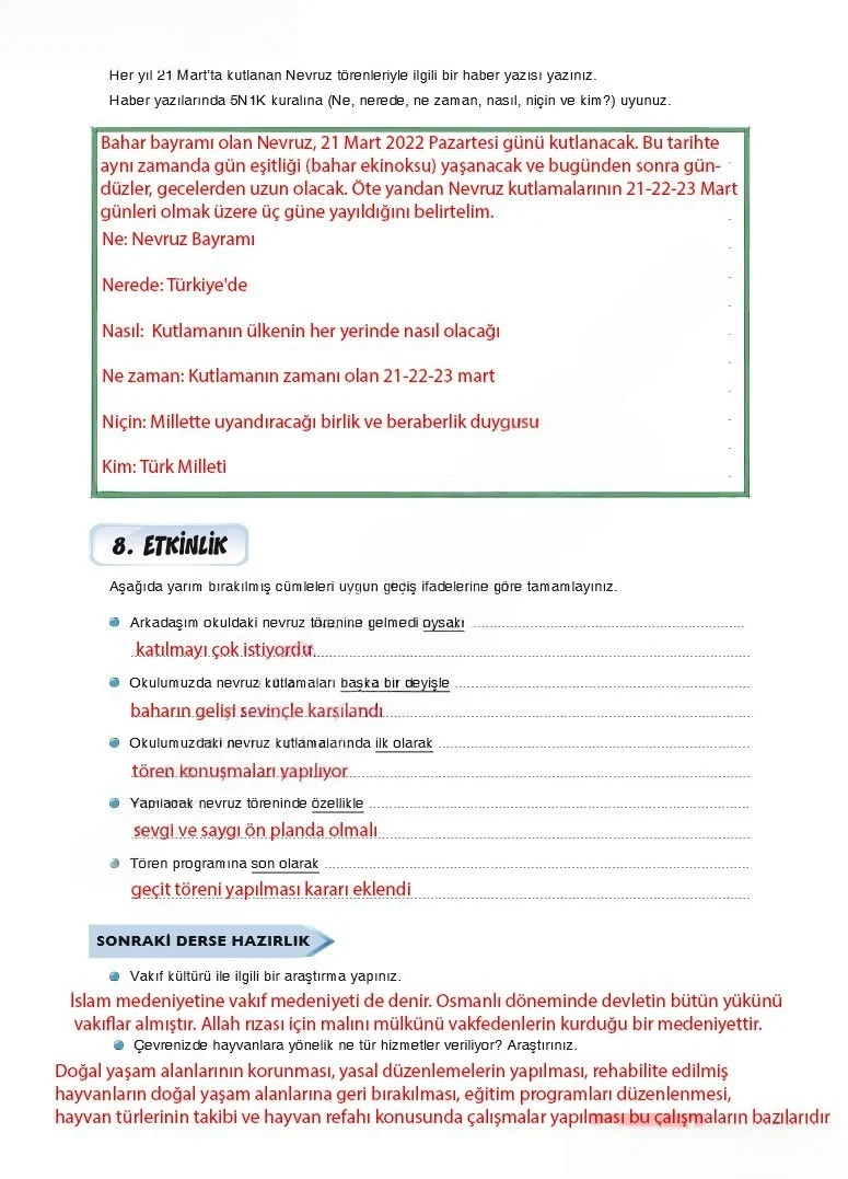 7. Sınıf Türkçe Ders Kitabı Cevapları Dörtel Yayınları Sayfa 53 Çözüm Görseli