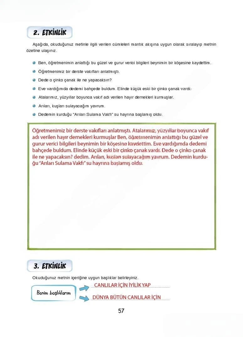 7. Sınıf Türkçe Ders Kitabı Cevapları Dörtel Yayınları Sayfa 57 Çözüm Görseli