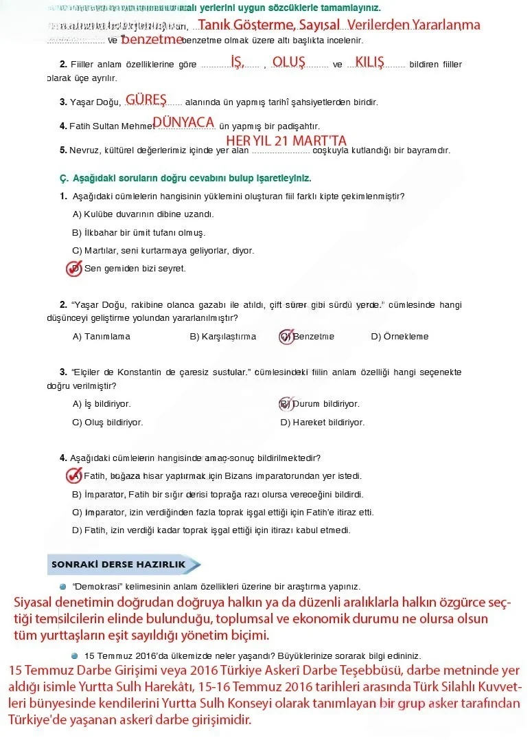 7. Sınıf Türkçe Ders Kitabı Cevapları Dörtel Yayınları Sayfa 68 Çözüm Görseli