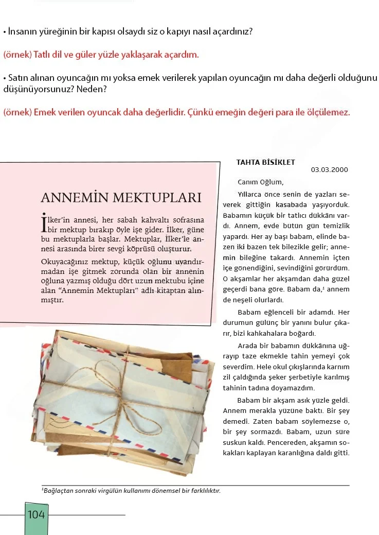 7. Sınıf Türkçe Ders Kitabı Cevapları Meb Yayınları 1. Kitap Sayfa 104 Çözüm Görseli