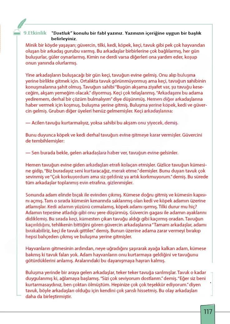 7. Sınıf Türkçe Ders Kitabı Cevapları Meb Yayınları 1. Kitap Sayfa 117 Çözüm Görseli
