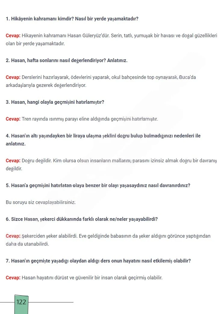 7. Sınıf Türkçe Ders Kitabı Cevapları Meb Yayınları 1. Kitap Sayfa 122 Çözüm Görseli