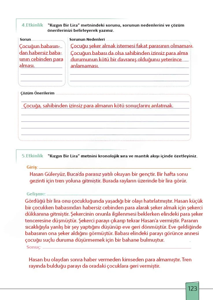 7. Sınıf Türkçe Ders Kitabı Cevapları Meb Yayınları 1. Kitap Sayfa 123 Çözüm Görseli