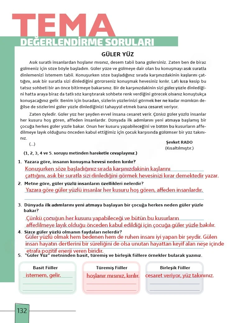 7. Sınıf Türkçe Ders Kitabı Cevapları Meb Yayınları 1. Kitap Sayfa 132 Çözüm Görseli