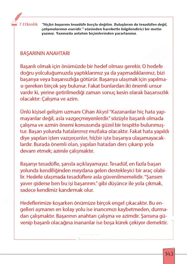 7. Sınıf Türkçe Ders Kitabı Cevapları Meb Yayınları 1. Kitap Sayfa 143 Çözüm Görseli