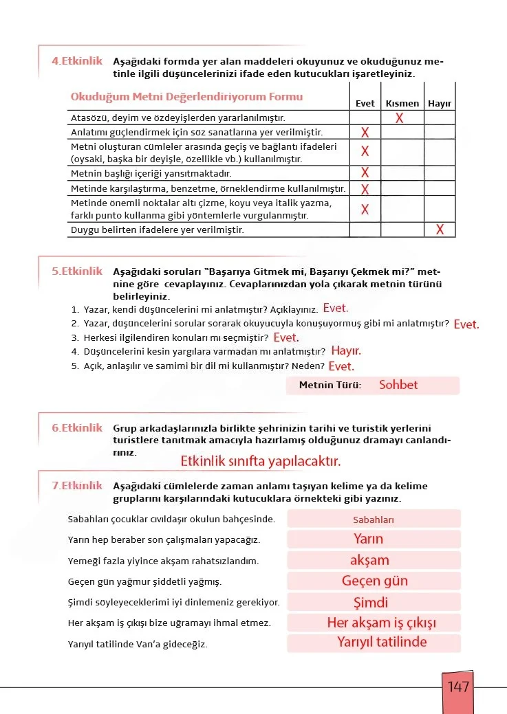 7. Sınıf Türkçe Ders Kitabı Cevapları Meb Yayınları 1. Kitap Sayfa 147 Çözüm Görseli