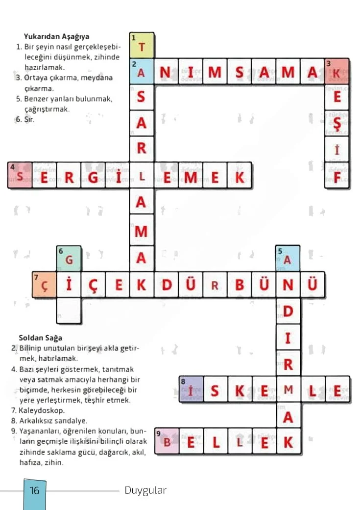 7. Sınıf Türkçe Ders Kitabı Cevapları Meb Yayınları 1. Kitap Sayfa 16 Çözüm Görseli