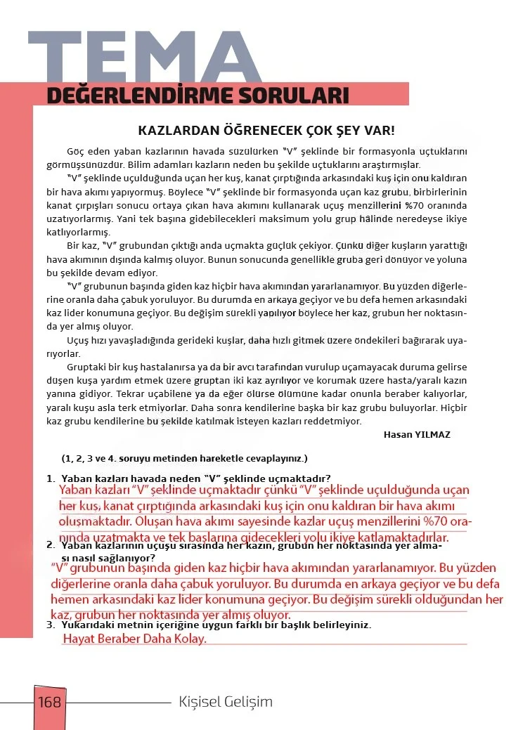 7. Sınıf Türkçe Ders Kitabı Cevapları Meb Yayınları 1. Kitap Sayfa 168 Çözüm Görseli