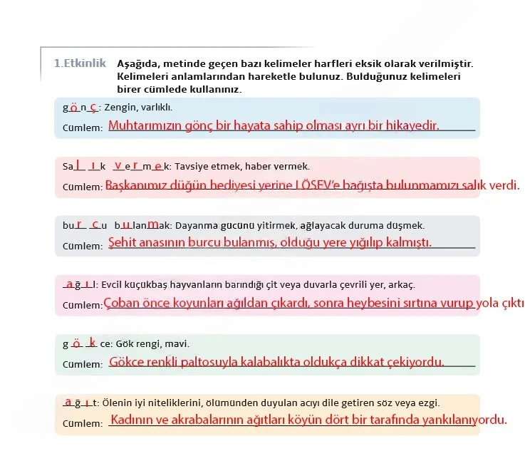 7. Sınıf Türkçe Ders Kitabı Cevapları Meb Yayınları 1. Kitap Sayfa 175 Çözüm Görseli
