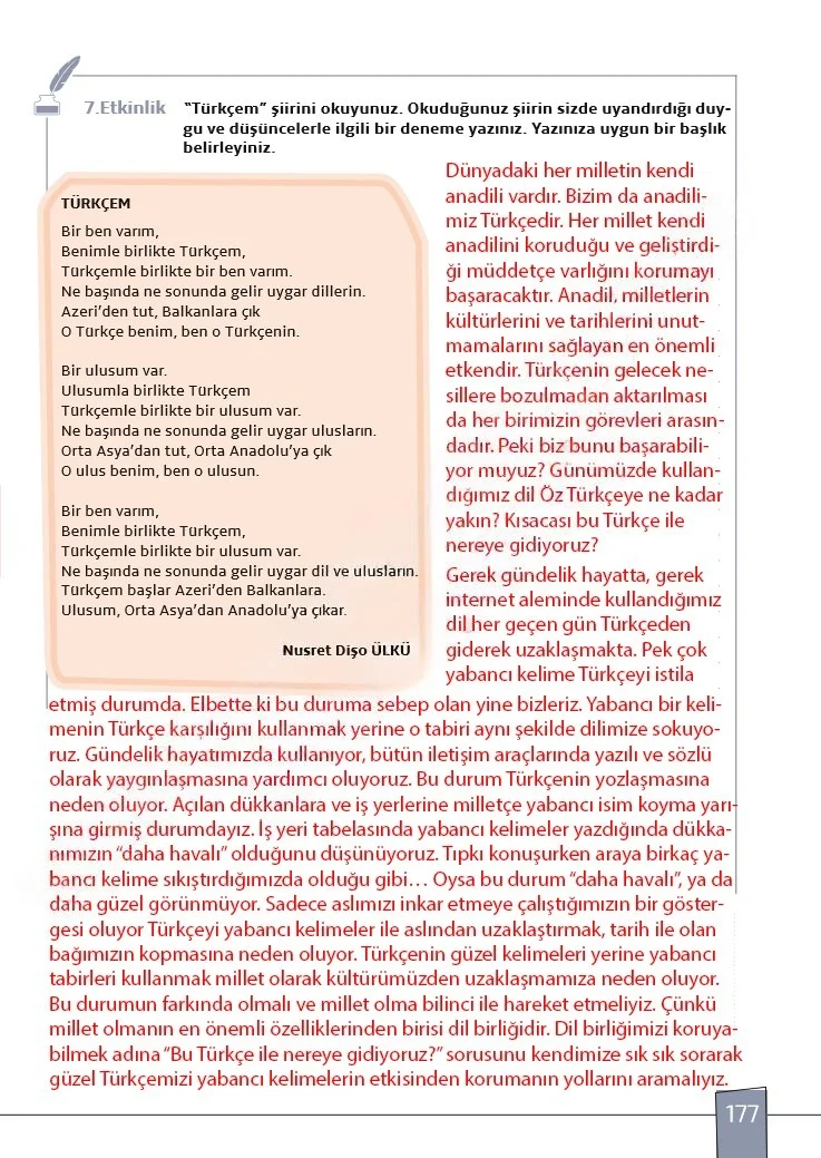 7. Sınıf Türkçe Ders Kitabı Cevapları Meb Yayınları 1. Kitap Sayfa 177 Çözüm Görseli