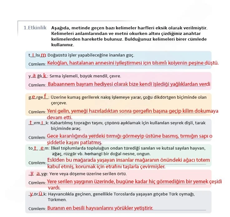 7. Sınıf Türkçe Ders Kitabı Cevapları Meb Yayınları 1. Kitap Sayfa 189 Çözüm Görseli