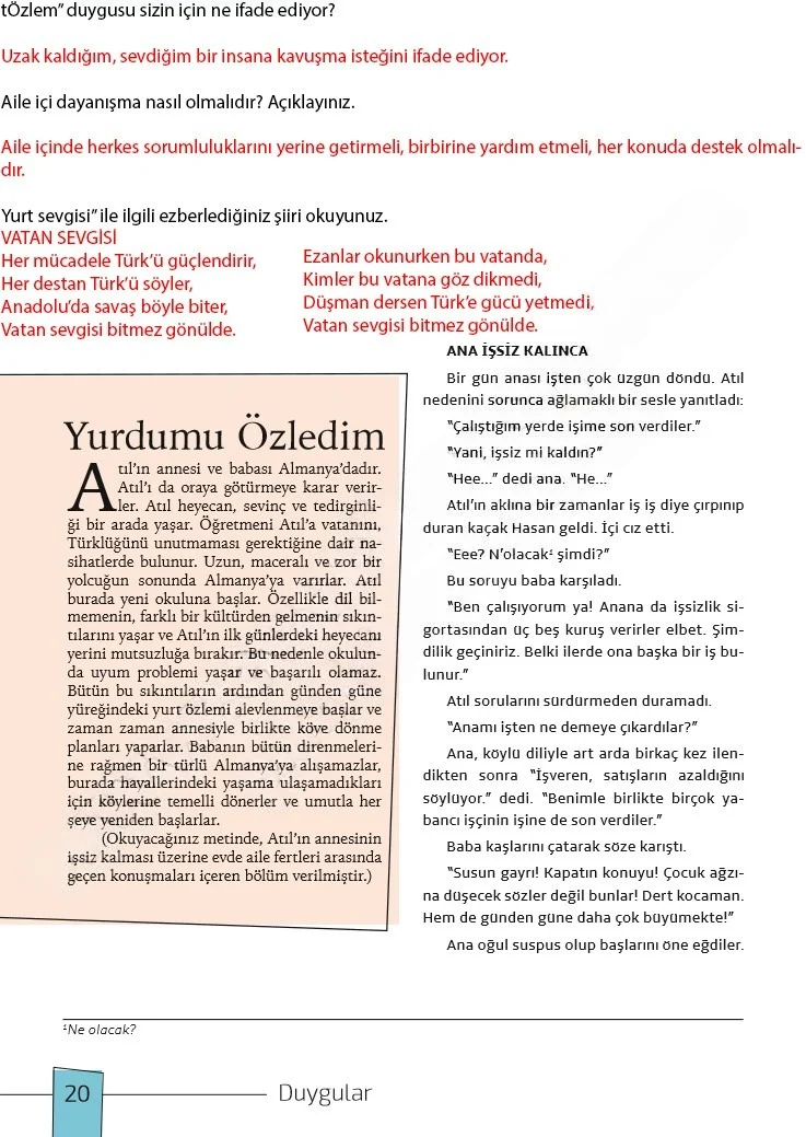 7. Sınıf Türkçe Ders Kitabı Cevapları Meb Yayınları 1. Kitap Sayfa 20 Çözüm Görseli