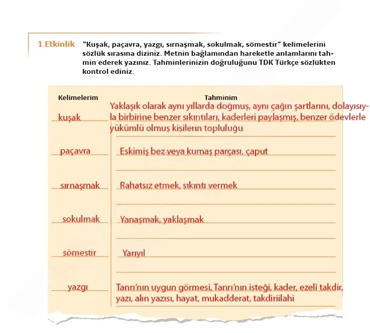 7. Sınıf Türkçe Ders Kitabı Cevapları Meb Yayınları 1. Kitap Sayfa 210 Çözüm Görseli