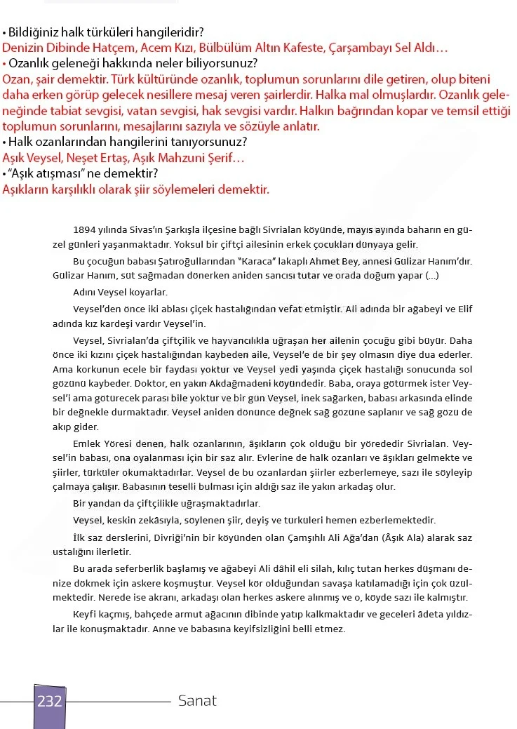 7. Sınıf Türkçe Ders Kitabı Cevapları Meb Yayınları 1. Kitap Sayfa 232 Çözüm Görseli