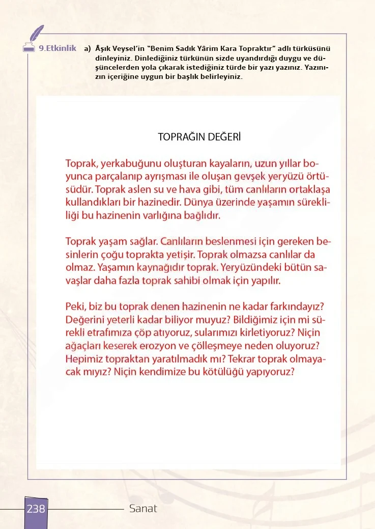 7. Sınıf Türkçe Ders Kitabı Cevapları Meb Yayınları 1. Kitap Sayfa 238 Çözüm Görseli