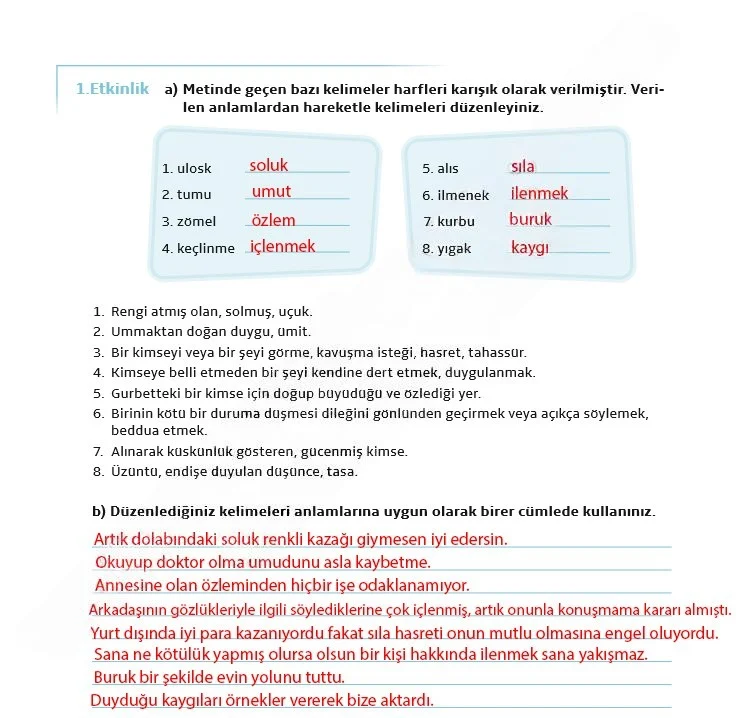 7. Sınıf Türkçe Ders Kitabı Cevapları Meb Yayınları 1. Kitap Sayfa 24 Çözüm Görseli