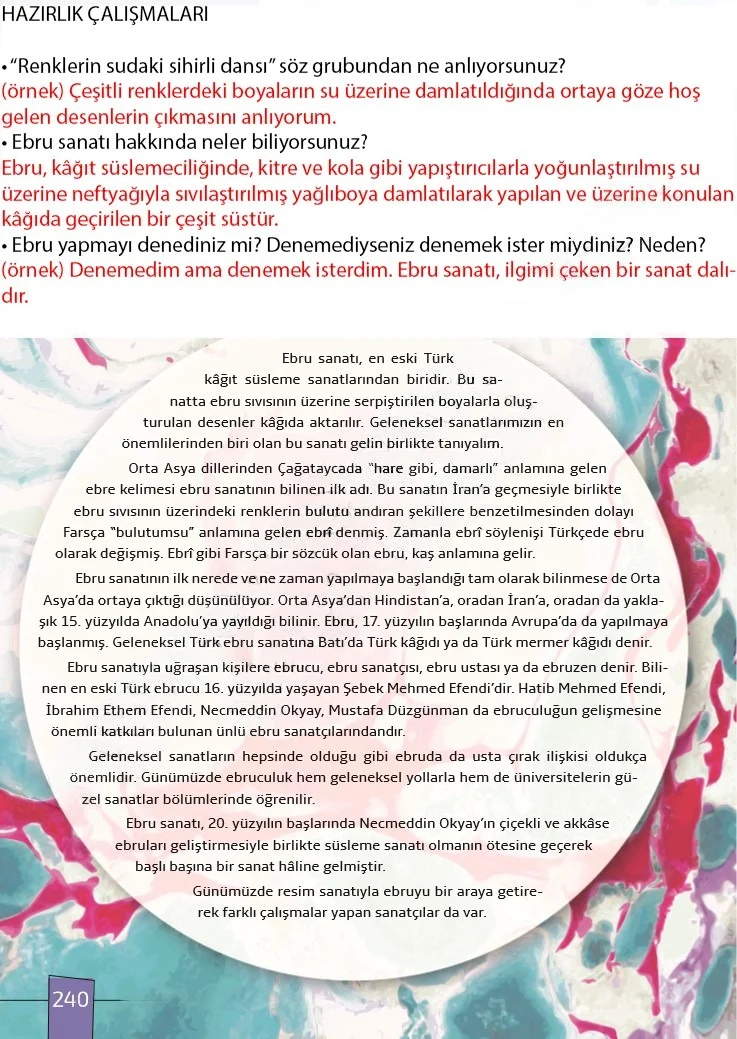 7. Sınıf Türkçe Ders Kitabı Cevapları Meb Yayınları 1. Kitap Sayfa 240 Çözüm Görseli