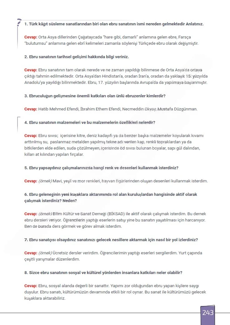 7. Sınıf Türkçe Ders Kitabı Cevapları Meb Yayınları 1. Kitap Sayfa 243 Çözüm Görseli