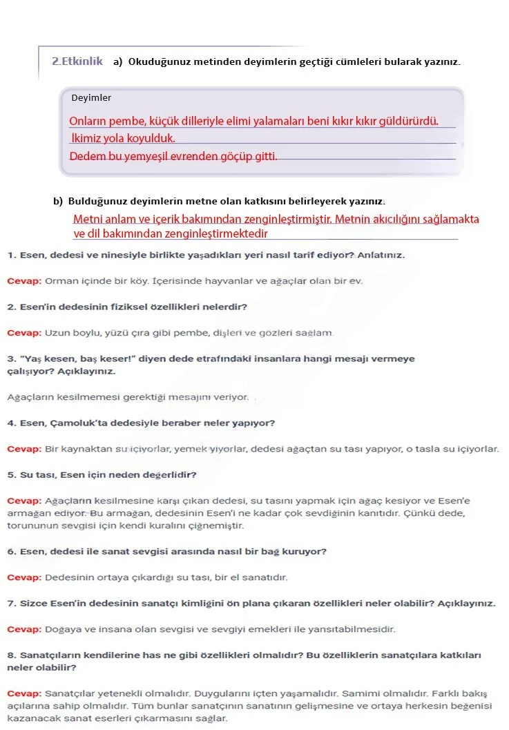 7. Sınıf Türkçe Ders Kitabı Cevapları Meb Yayınları 1. Kitap Sayfa 251 Çözüm Görseli