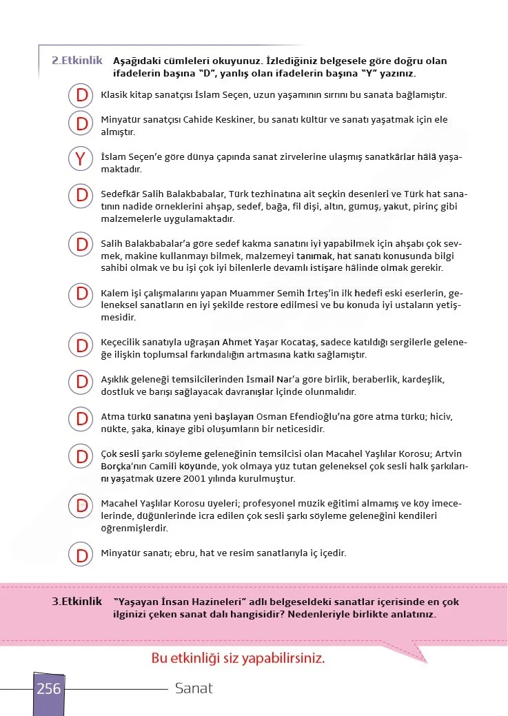 7. Sınıf Türkçe Ders Kitabı Cevapları Meb Yayınları 1. Kitap Sayfa 256 Çözüm Görseli
