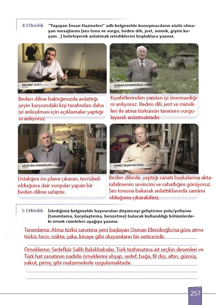 7. Sınıf Türkçe Ders Kitabı Cevapları Meb Yayınları 1. Kitap Sayfa 257 Çözüm Görseli