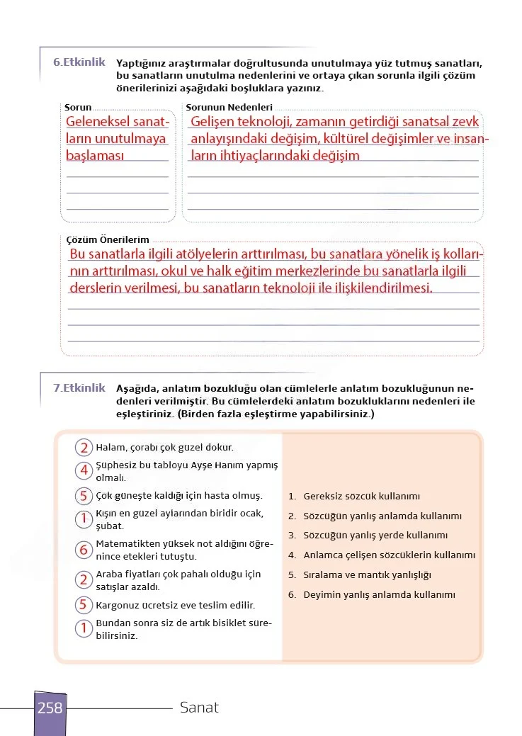 7. Sınıf Türkçe Ders Kitabı Cevapları Meb Yayınları 1. Kitap Sayfa 258 Çözüm Görseli