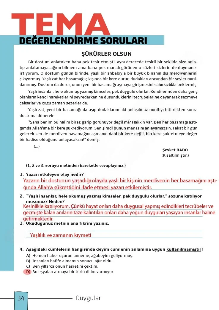7. Sınıf Türkçe Ders Kitabı Cevapları Meb Yayınları 1. Kitap Sayfa 34 Çözüm Görseli
