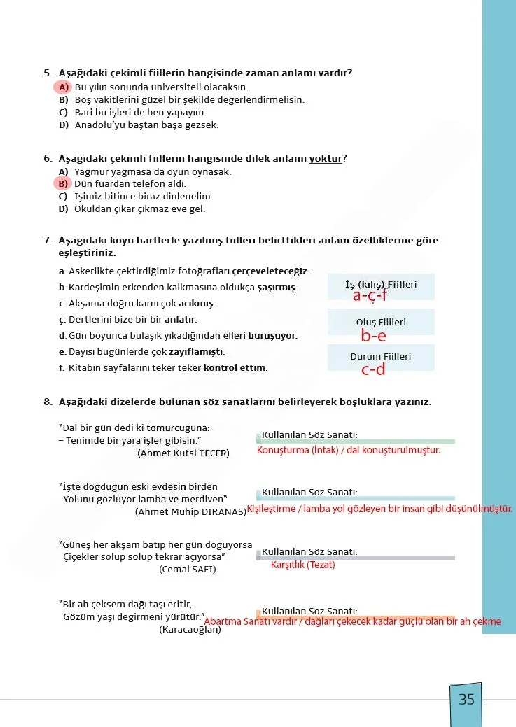 7. Sınıf Türkçe Ders Kitabı Cevapları Meb Yayınları 1. Kitap Sayfa 35 Çözüm Görseli