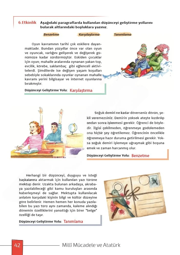 7. Sınıf Türkçe Ders Kitabı Cevapları Meb Yayınları 1. Kitap Sayfa 42 Çözüm Görseli