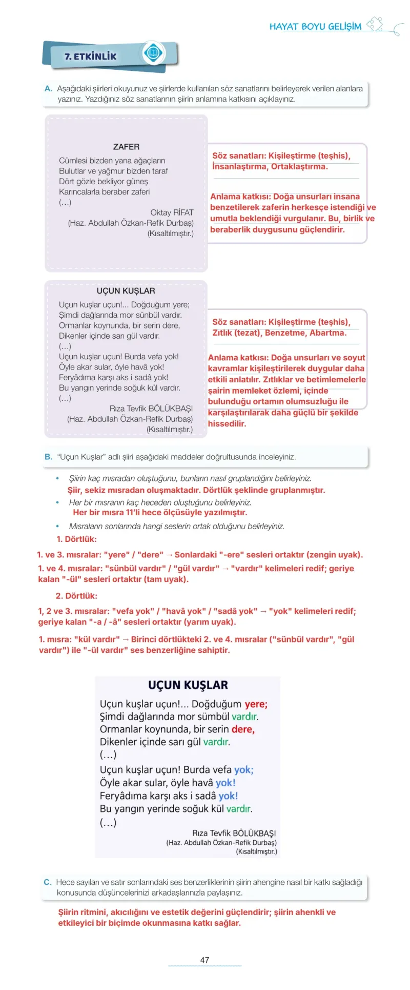 7. Sınıf Türkçe Ders Kitabı Cevapları Meb Yayınları 1. Kitap Sayfa 47 Çözüm Görseli