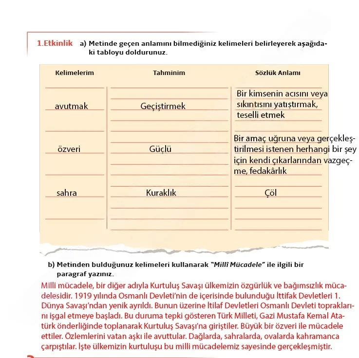 7. Sınıf Türkçe Ders Kitabı Cevapları Meb Yayınları 1. Kitap Sayfa 48 Çözüm Görseli