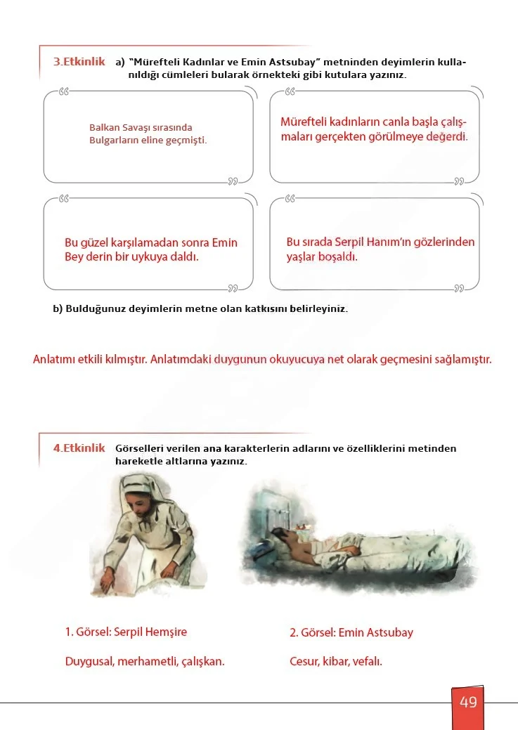 7. Sınıf Türkçe Ders Kitabı Cevapları Meb Yayınları 1. Kitap Sayfa 49 Çözüm Görseli